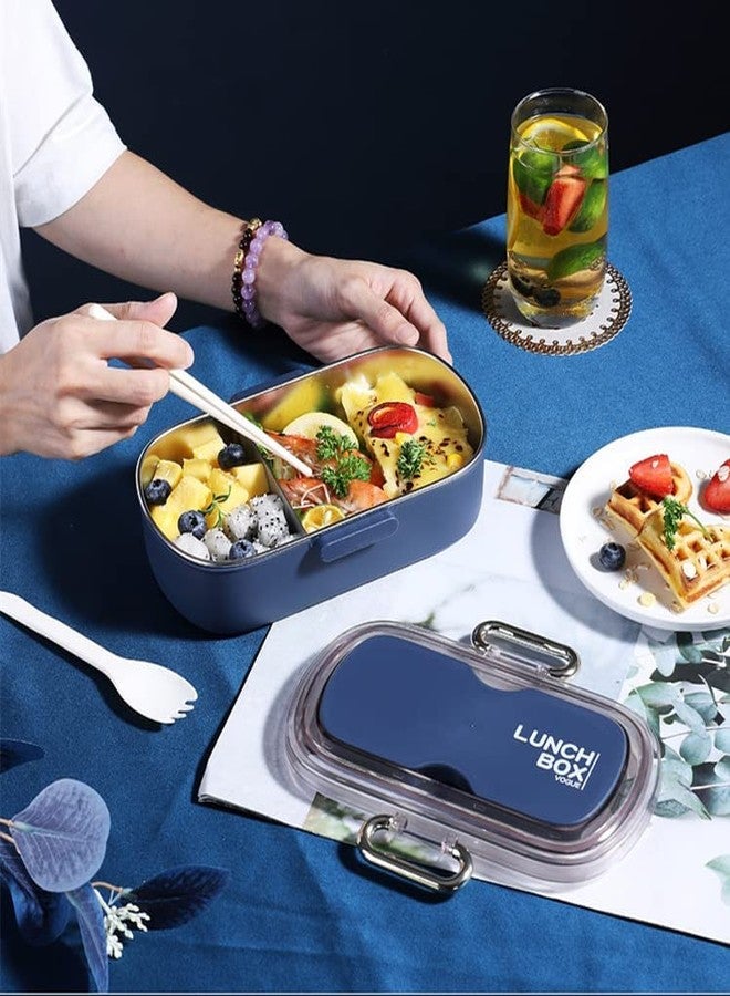 Invite Enterprise Thermal Insulation Double Layer Lunch Boxes Reusable Freezer Safe 2 Layer Portion Snack Containers for Adults and Kids.(Pack of 1) (2 Compartment Lunch Box) - Image 2